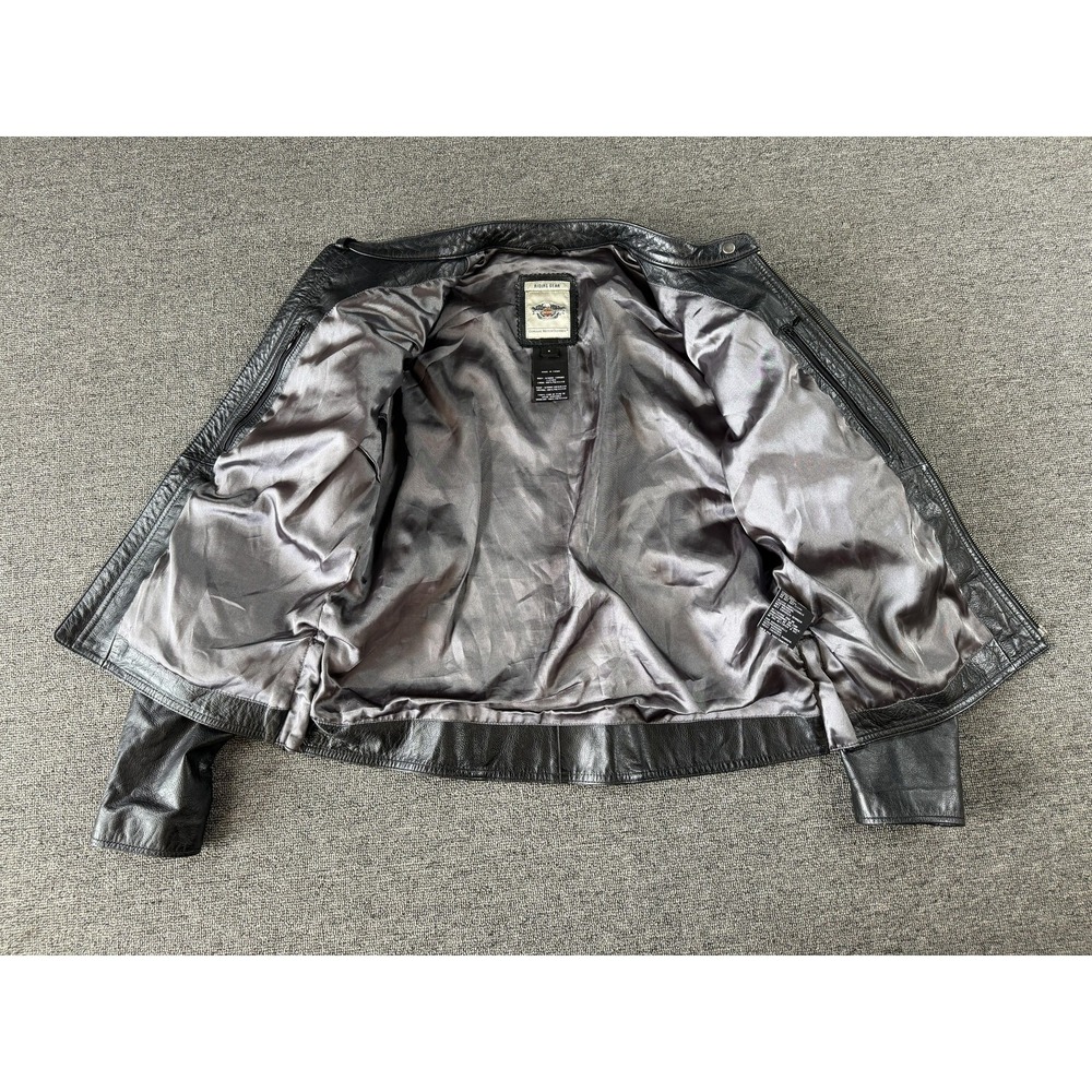 Harley Davidson Jacket Womens Medium Black Leather Motorcycle Rhinestone Zip - Picture 7 of 14